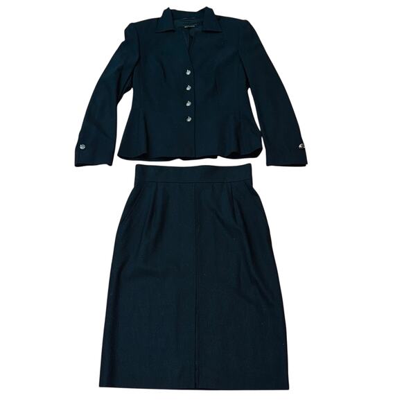 ESCADA Wool Black Blazer Skirt Suit Set Size 8/10 - Picture 14 of 14